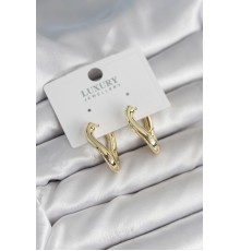 Gold Renk Eğik Halka Model Pirinç Kadın Küpe