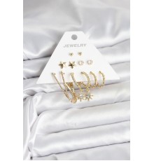 6 Çift Kadın Küpe Seti Gold Renk
