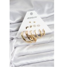 Gold Renk 6 Çiftli Pirinç Kadın Küpe Seti