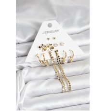 Gold Renk Pirinç 6'lı Kadın Küpe Seti