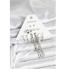 Pirinç Gümüş Renk 6 Çift Kadın Küpe