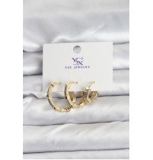 Gold Renk Zirkon Taşlı Kadın Küpe