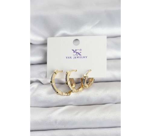 Gold Renk Zirkon Taşlı Kadın Küpe