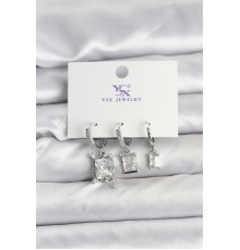 Gümüş Renk Zirkon Taşlı Kadın Küpe