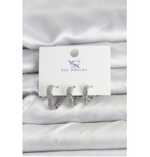 Gümüş Renk Pirinç Zirkon Taşlı Kalpli Kadın Küpe