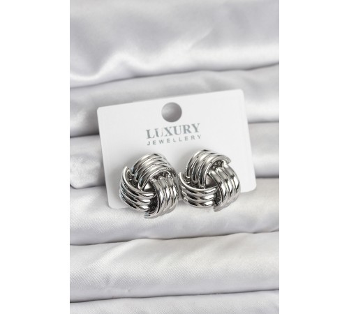 Pirinç Sarmal Gümüş Renk Kadın Küpe