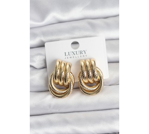 Gold Renk Halka Modelli Pirinç Kadın Küpe