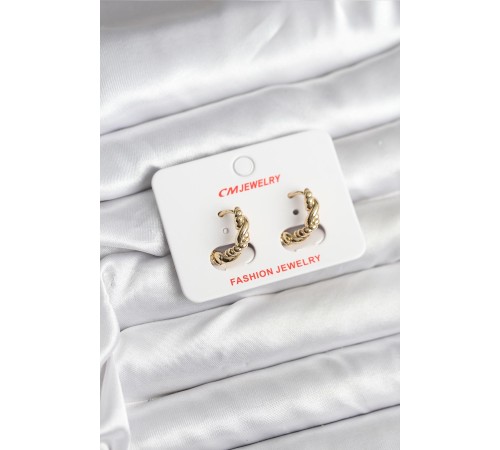 14K Gold Renk Kaplama Burgu Model CM Kadın Küpe