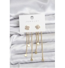 Pirinç Gold Renk Yonca Model Sallantılı Kadın Küpe