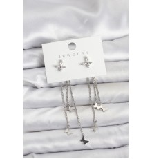 Kelebek Model Gümüş Renk Pirinç Sallantılı Kadın Küpe