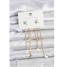 Kelebek Model Gold Renk Pirinç Sallantılı Kadın Küpe