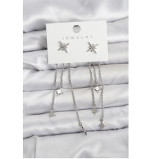 Kutup Yıldızı Model Gümüş Renk Pirinç Sallantılı Kadın Küpe