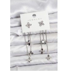 Lotus Model Gümüş Renk Pirinç Sallantılı Kadın Küpe