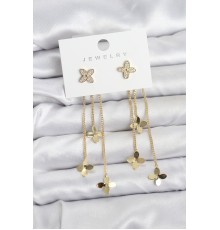 Lotus Model Gold Renk Pirinç Sallantılı Kadın Küpe