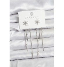 Çiçek Model Gümüş Pirinç Sallantılı Kadın Küpe