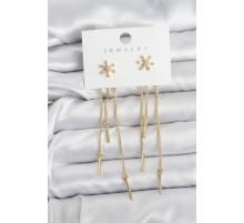 Çiçek Model Gold Pirinç Sallantılı Kadın Küpe