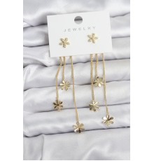 Papatya Model Gold Renk Pirinç Sallantılı Kadın Küpe