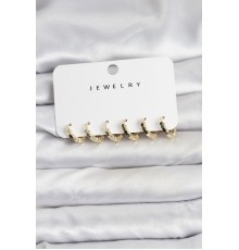 Gold Renk Pirinç Minimal Petek Detaylı Kadın Küpe Seti