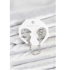 Pirinç Gümüş Renk Sarmal Model Zincir Bağlantılı Ear Cuff Küpe Seti