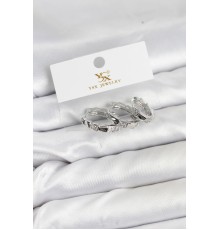 Pirinç Gümüş Renk Zirkon Taşlı Halka Yılan Model YSX Trio Küpe Seti