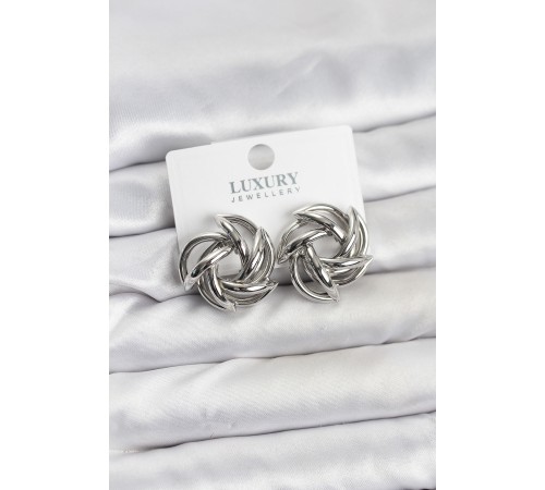 Gümüş Renk Pirinç Keskin Sarmal Model Kadın Küpe