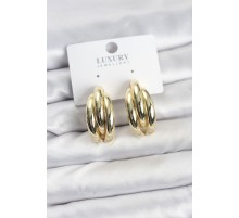 Gold Renk Pirinç Yarım Halka Model Kadın Küpe