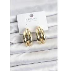 Gold Renk Pirinç Yarım Halka Model Kadın Küpe