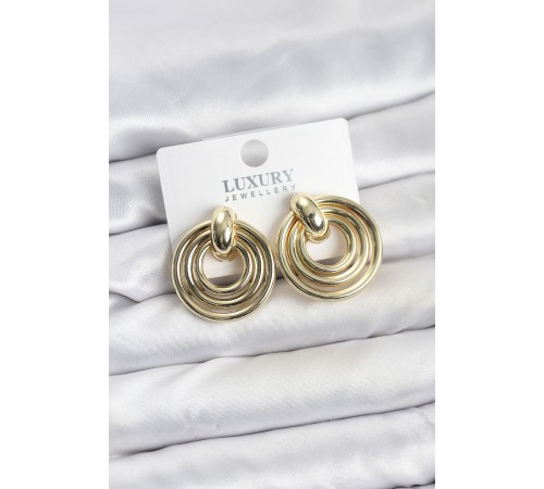 Gold Renk Pirinç Vintage Kadın Küpe