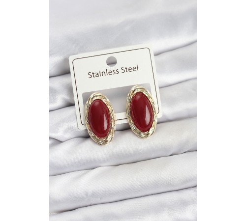 Kırmızı Badem Model Vintage Kadın Küpe