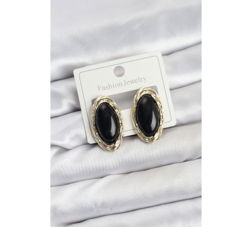 Siyah Badem Model Vintage Kadın Küpe