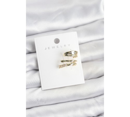 Gold Renk Zirkon Taşlı Pirinç Kıkırdak Küpe