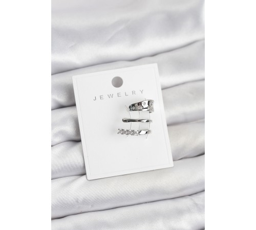 Gümüş Renk Zirkon Taşlı Pirinç Kıkırdak Küpe