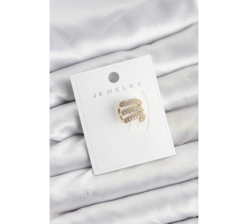 Pirinç Gold Renk Zirkon Taşlı Earcuff Kıkırdak Küpe