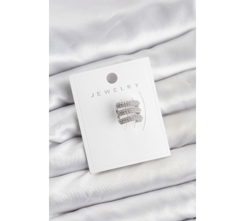 Pirinç Gümüş Renk Zirkon Taşlı Earcuff Kıkırdak Küpe