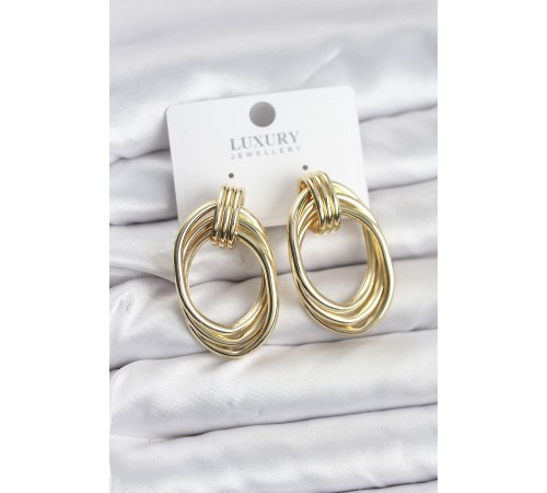 Pirinç Gold Renk Damla Model Vintage Kadın Küpe