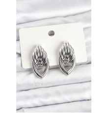 Pirinç Gümüş Renk Sarmal Damla Model Vintage Kadın Küpe