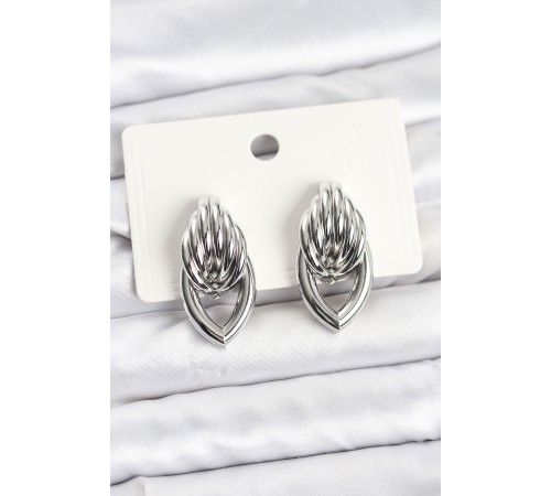 Pirinç Gümüş Renk Sarmal Damla Model Vintage Kadın Küpe