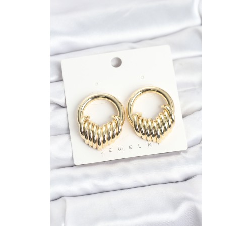 Pirinç Gold Renk Halka Sarmal Model Vintage Kadın Küpe