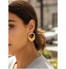 Pirinç Gold Renk Halka Sarmal Model Vintage Kadın Küpe