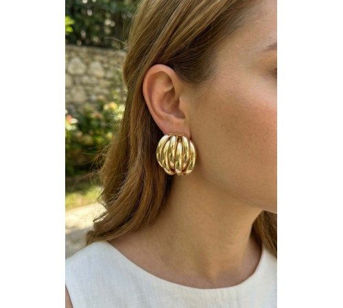 Pirinç Gold Renk Vintage Kadın Küpe