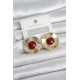 Vintage Model Bordo Gold Renk Pirinç Kadın Küpe