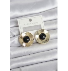 Vintage Model Siyah Gold Renk Pirinç Kadın Küpe