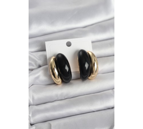 Damla Model Siyah Vintage Gold Renk Kadın Küpe