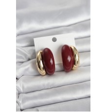 Damla Model Bordo Vintage Gold Renk Kadın Küpe