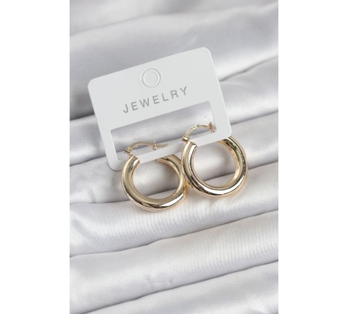 Gold Renk Pirinç Halka 25 mm Kadın Küpe
