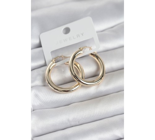 Gold Renk Pirinç Halka 30 mm Kadın Küpe
