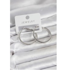 Gümüş Renk Pirinç Köşeli Kenar Halka 32 mm Kadın Küpe