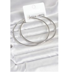 Gümüş Renk Pirinç Köşeli Kenar Halka 72 mm Kadın Küpe