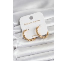 Gold Renk Pirinç Tırtık Model Kadın Küpe