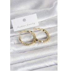 Pirinç Gold Renk Kare Halka Model Kadın Küpe